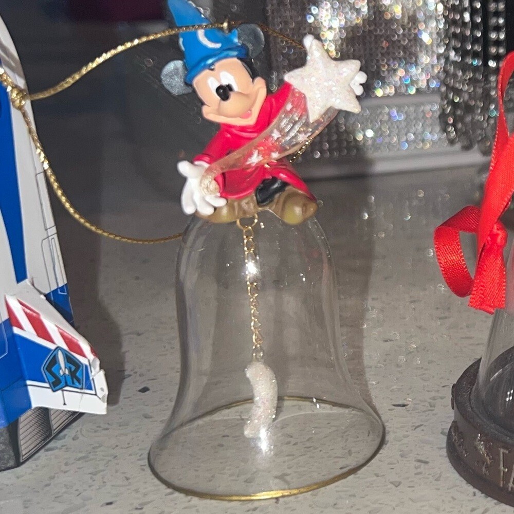 Disney ornament fantasia sparkly moon dangly Mickey Mouse rare retro